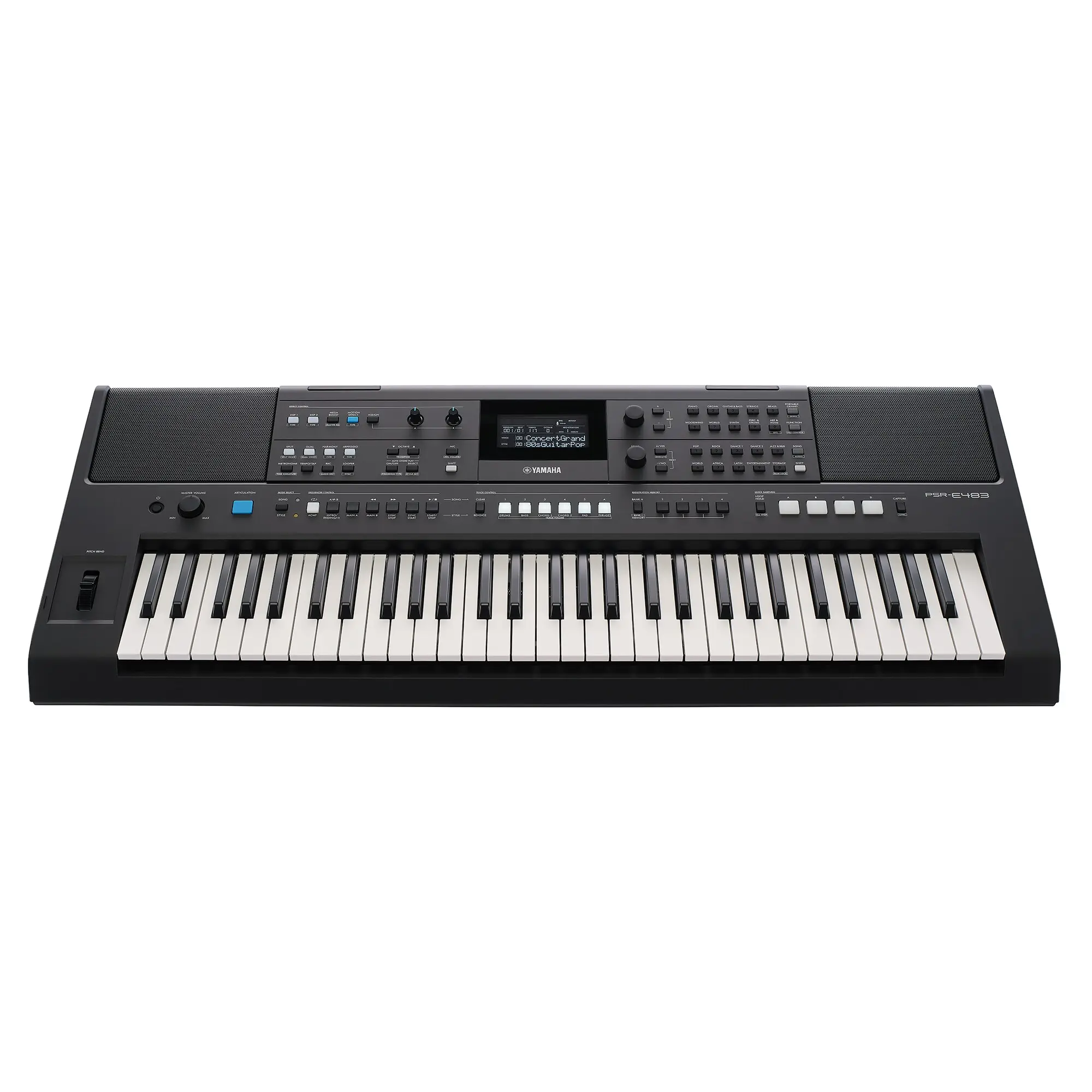 KIT TECLADO YAMAHA PSR E483 + PA-150 + ESTUCHE + BASE DOBLE + PEDAL SUSTAIN - Imagen 4