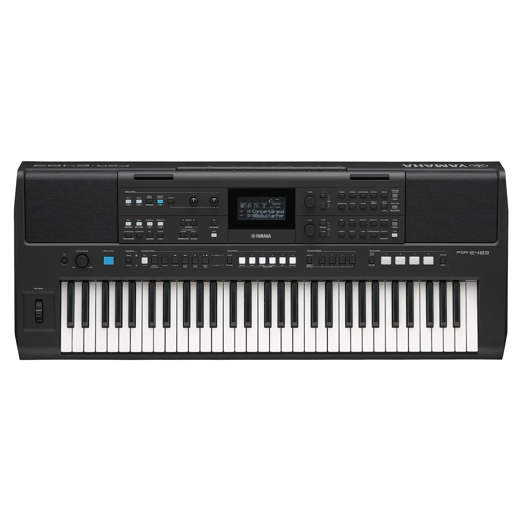 KIT TECLADO YAMAHA PSR E483 + PA-150 + ESTUCHE + BASE DOBLE + PEDAL SUSTAIN - Imagen 2