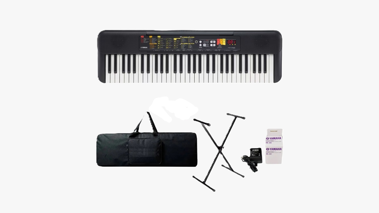 KIT TECLADO YAMAHA PSR F52 + ESTUCHE + BASE SENCILLA