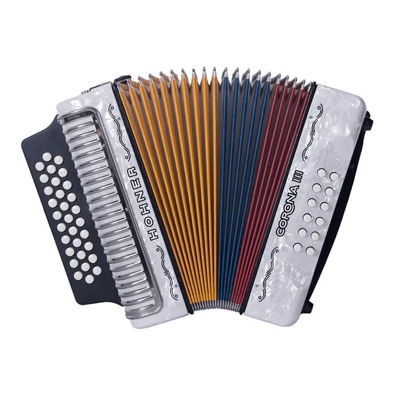 ACORDEON HOHNER CORONA 3 FUELLE COL BESAS BLANCO