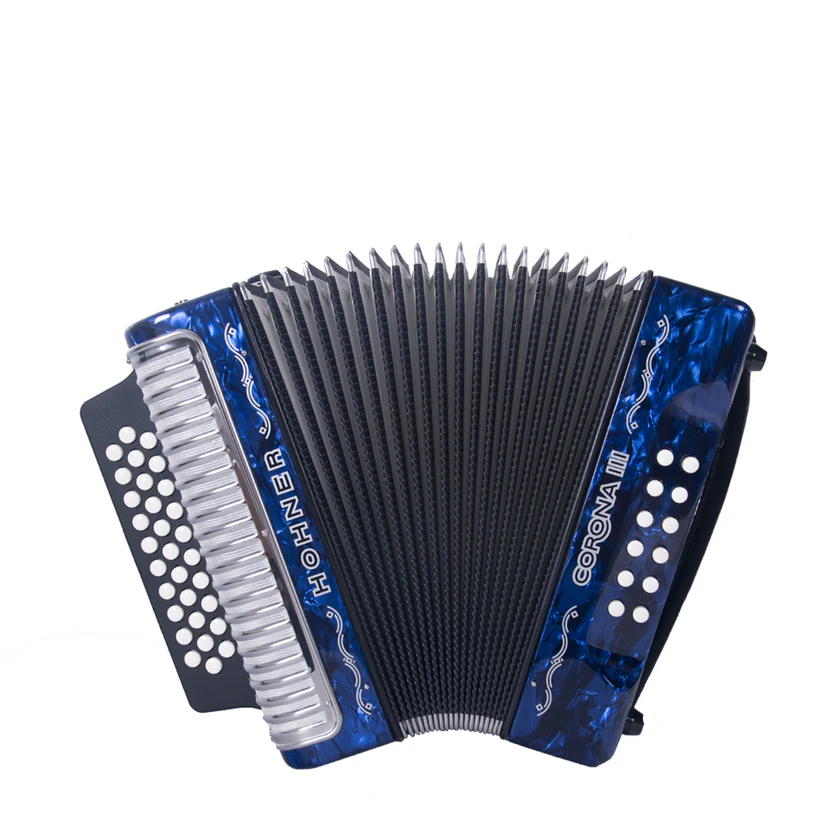 ACORDEON HOHNER CORONA 3 BESAS AZUL