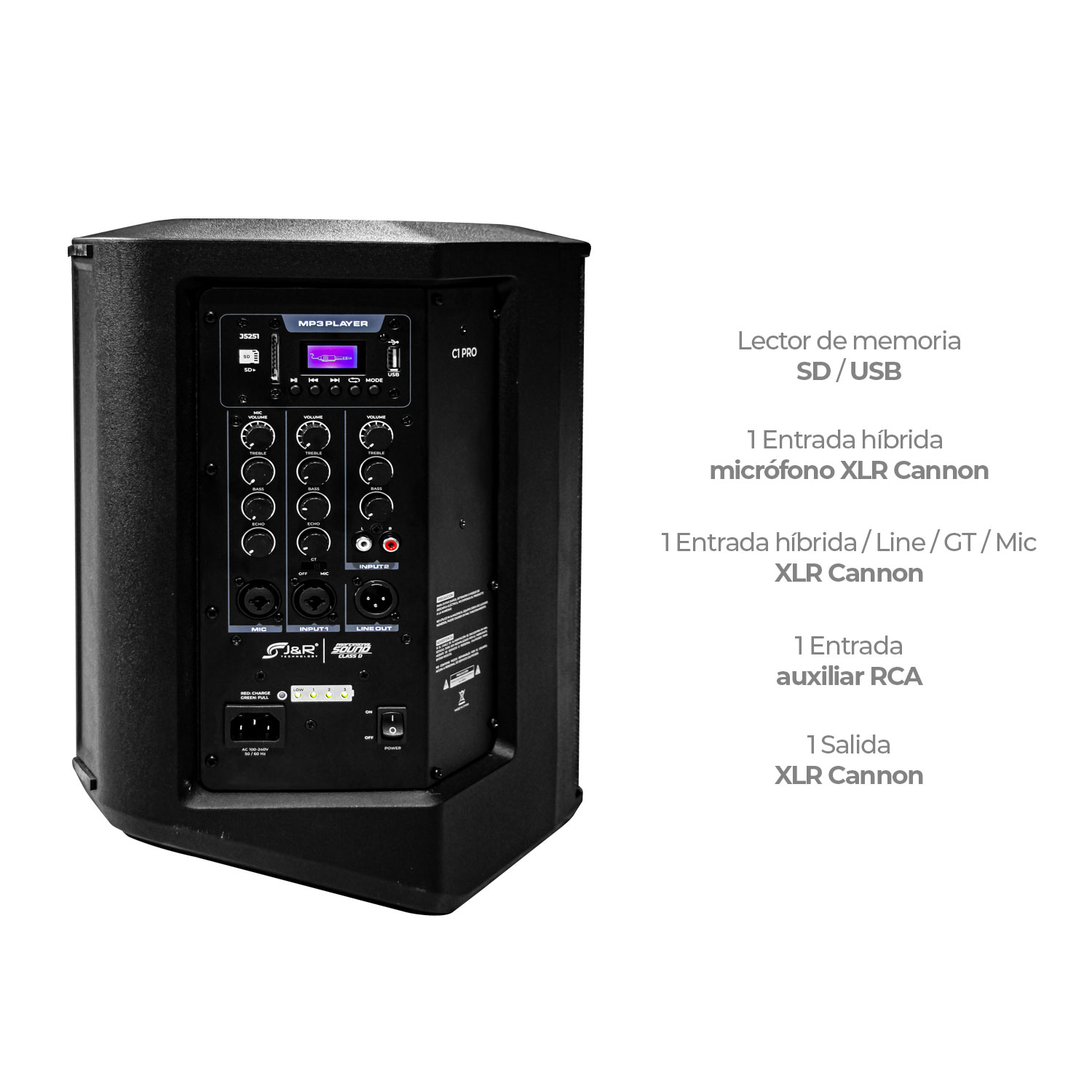 CABINA ACTIVA RECARGABLE BLUETOOTH J&R C1 PRO J5251 8″ - Imagen 4