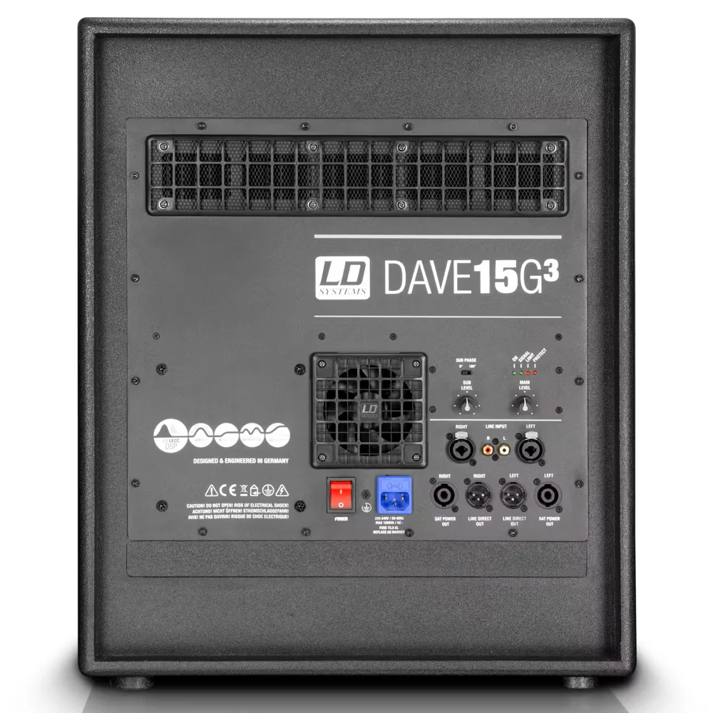 SISTEMA 2.1 ACTIVO LD SYSTEMS DAVE 15 G3 US CON SUBWOOFER DE 15" Y DOS CABINAS DE 8" - Imagen 3