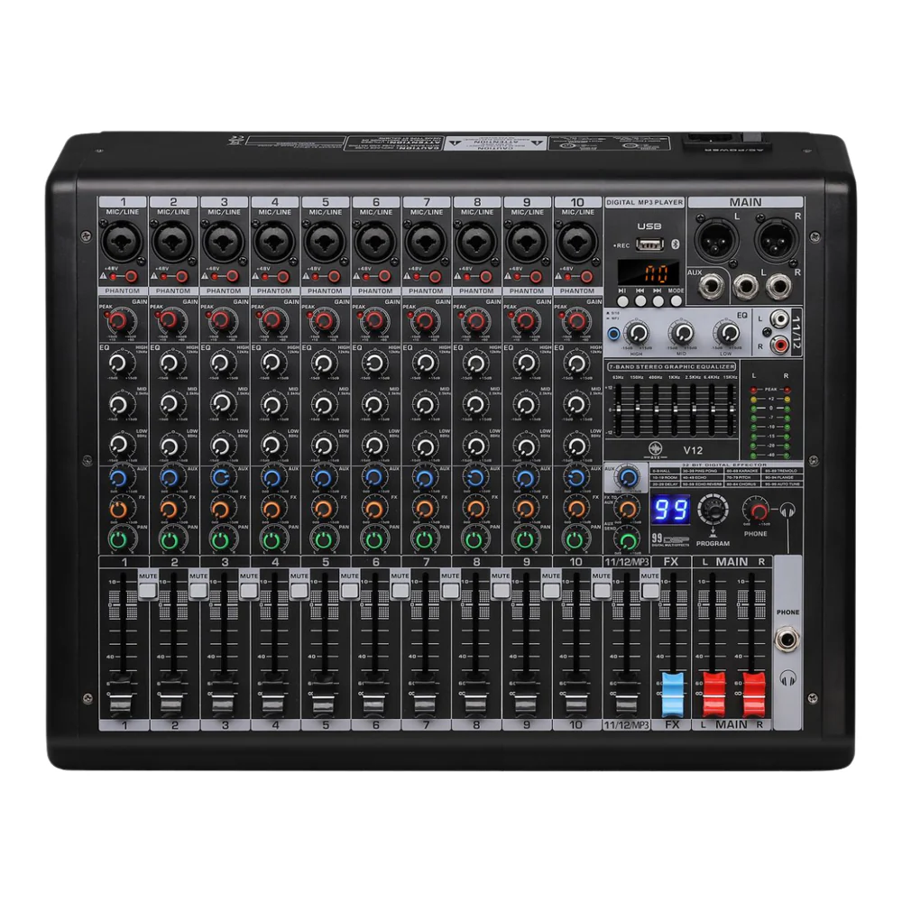 CONSOLA MEZCLADORA MIXER - 12 CANALES CON EFECTOS AURORA V12