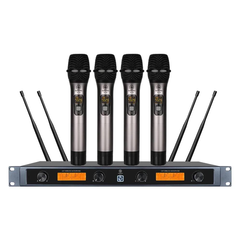 SET COMBO DE MICRÓFONO INALÁMBRICO DE MANO AURORA X7- 4