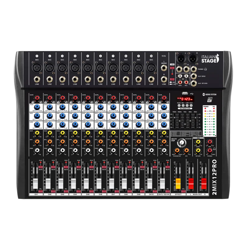 ITALIAN STAGE 2MIX12 CONSOLA ANALOGA CON INTERFAZ EFECTOS USB Y BT