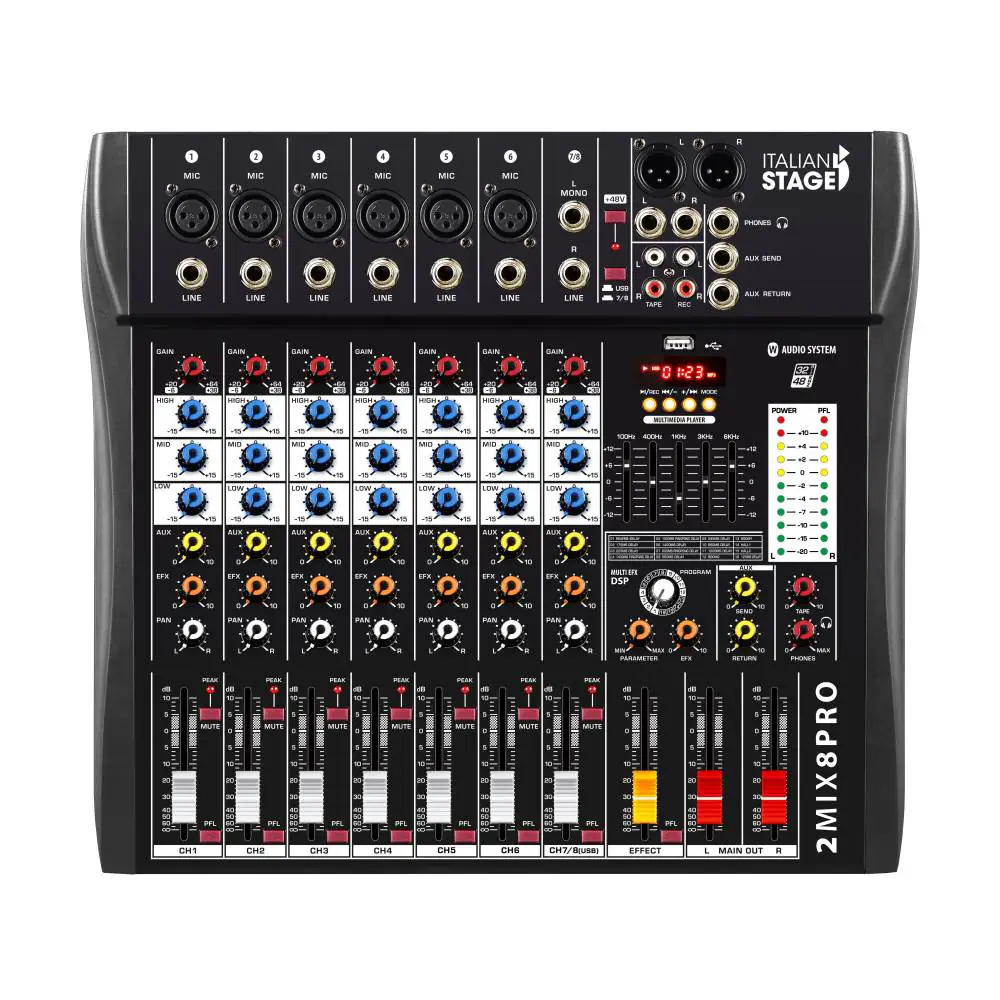 ITALIAN STAGE 2MIX8 PRO CONSOLA ANALOGA CON INTERFAZ EFECTOS USB Y BT