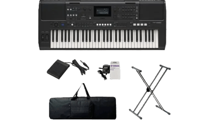 KIT TECLADO YAMAHA PSR E583 + PA 300C + ESTUCHE + BASE DOBLE + PEDAL SUSTAIN