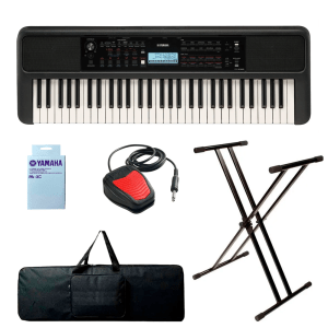 TECLADO ORGANETA YAMAHA PSR-E383 + ADAPTADOR + BASE + PEDAL + FORRO