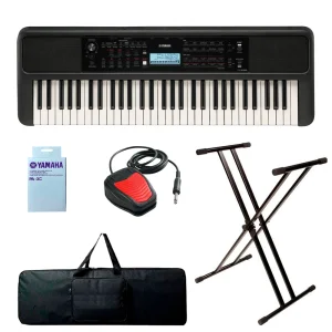 TECLADO ORGANETA YAMAHA PSR-E383 + ADAPTADOR + BASE + PEDAL + FORRO