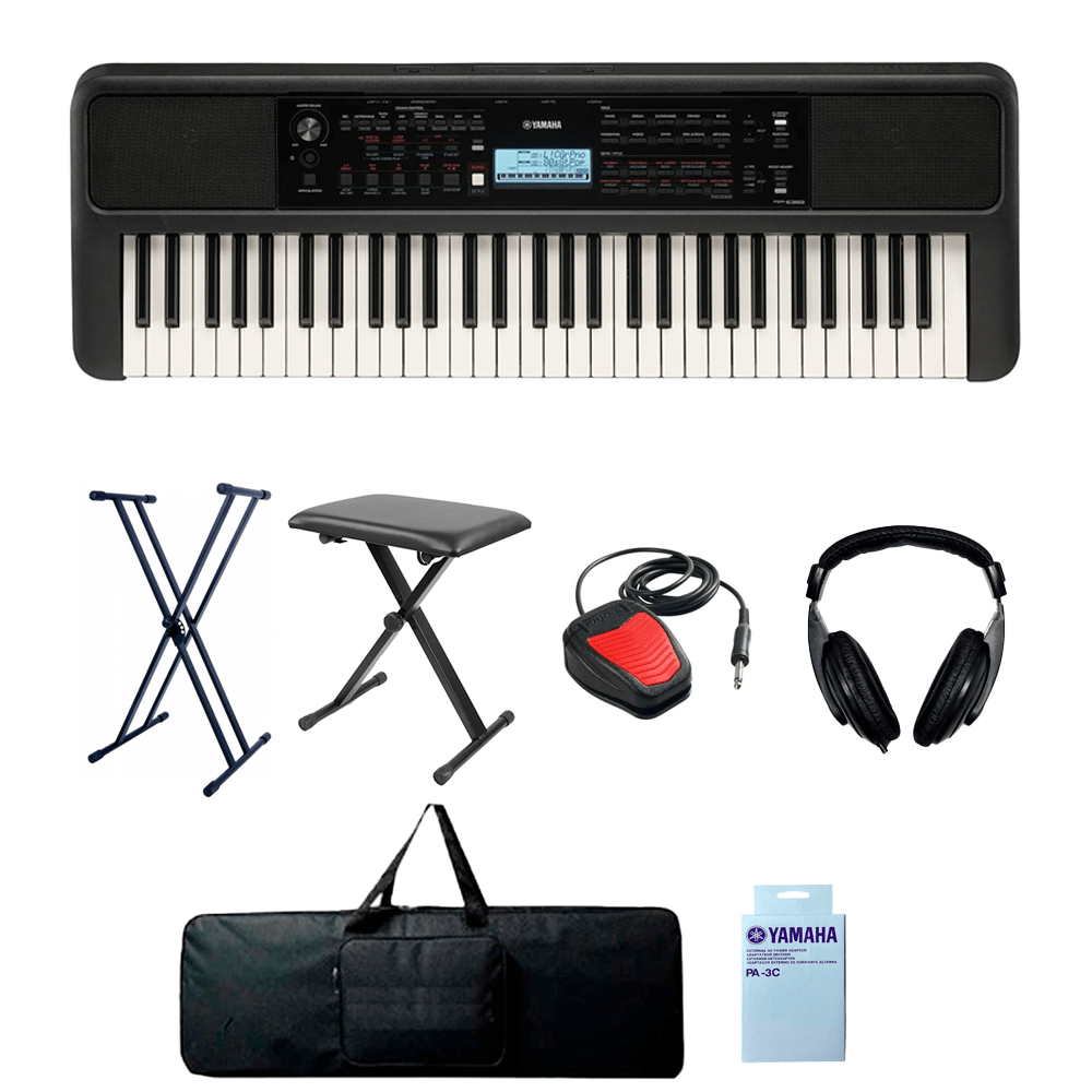 KIT COMBO TECLADO ORGANETA YAMAHA PSR-E383 + ACCESORIOS