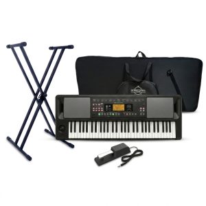KIT TECLADO KORG EK-50 CSA + ESTUCHE SEMIDURO + BASE DOBLE XX + PEDAL SUSTAIN