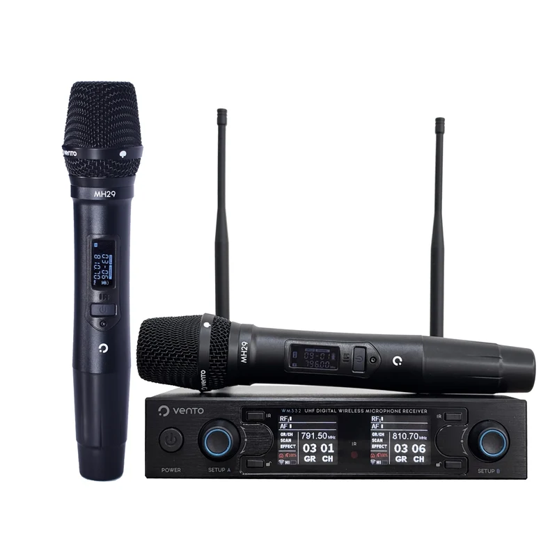 MICRÓFONO INALÁMBRICO DOBLE DE MANO VENTO WM232 PROFESIONAL UHF